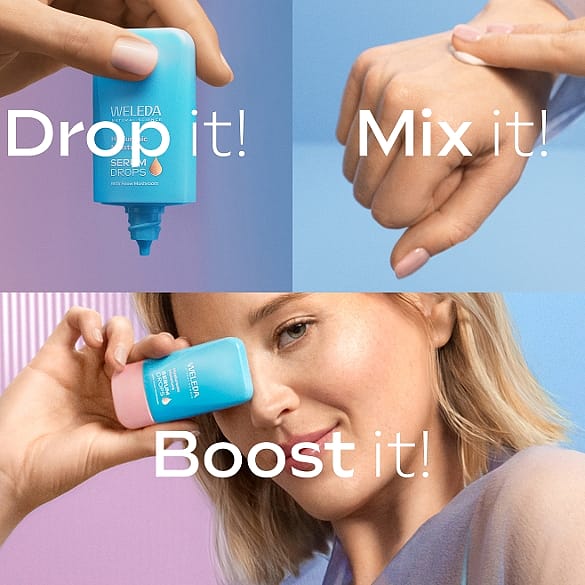 Model drži hialuronski serum pred obrazom.